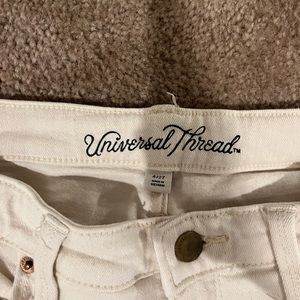 Universal thread cream wide leg, high waist capri jeans